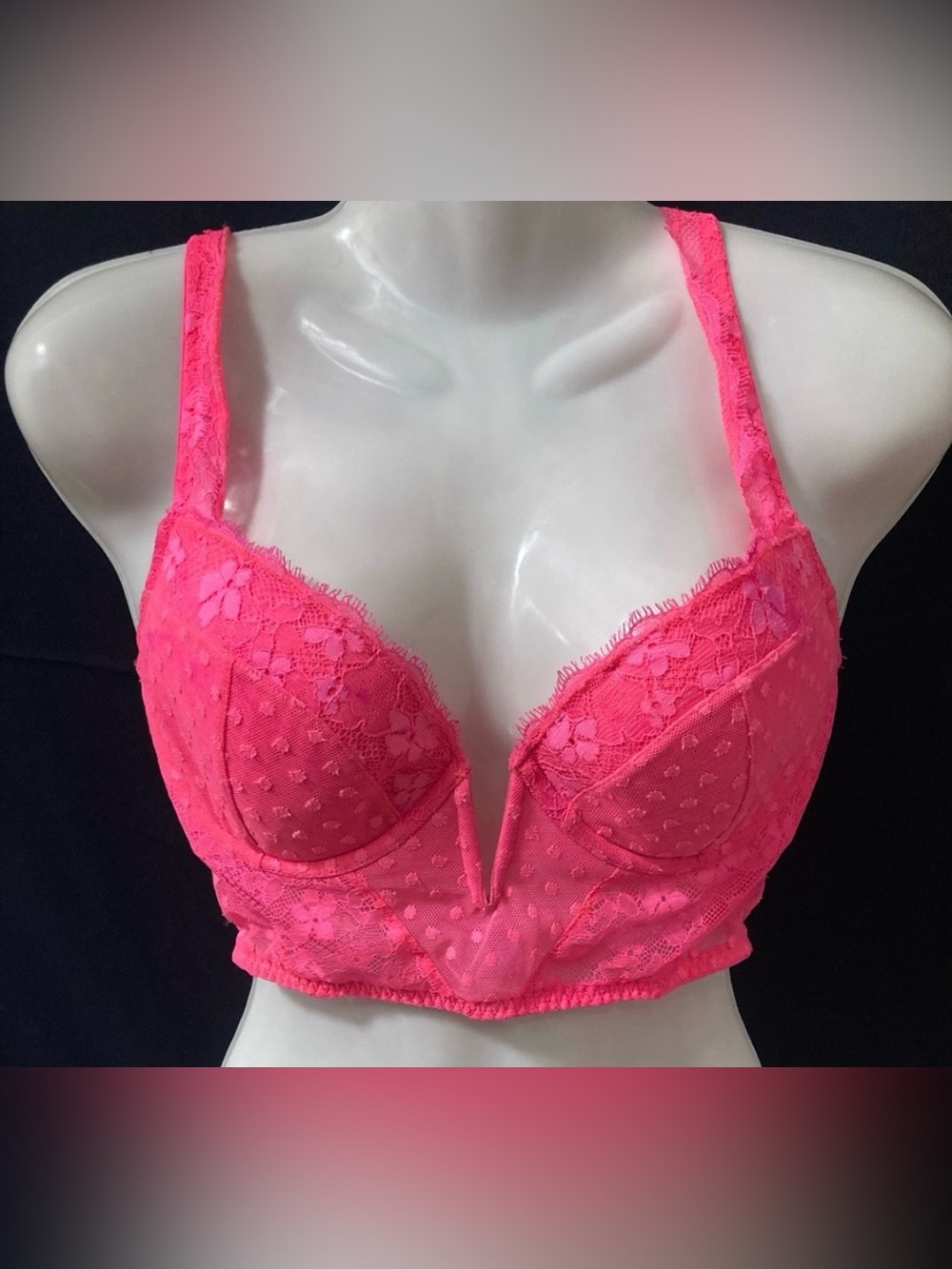 Victoria’s Secret Dream Angels Neon Pink Longline Bra 32DD
